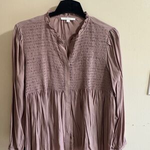 Fun 2 Fun Dusty Rose Smocked Blouse
